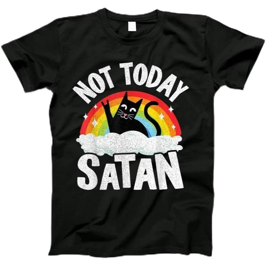 Not Today Satan Cat Rainbow Goth Jesus Funny Death Metal T-Shirt T-Shirt, Tanktop, Long Sleeve, Sweatshirt, Hoodie for Men, Women, Kids