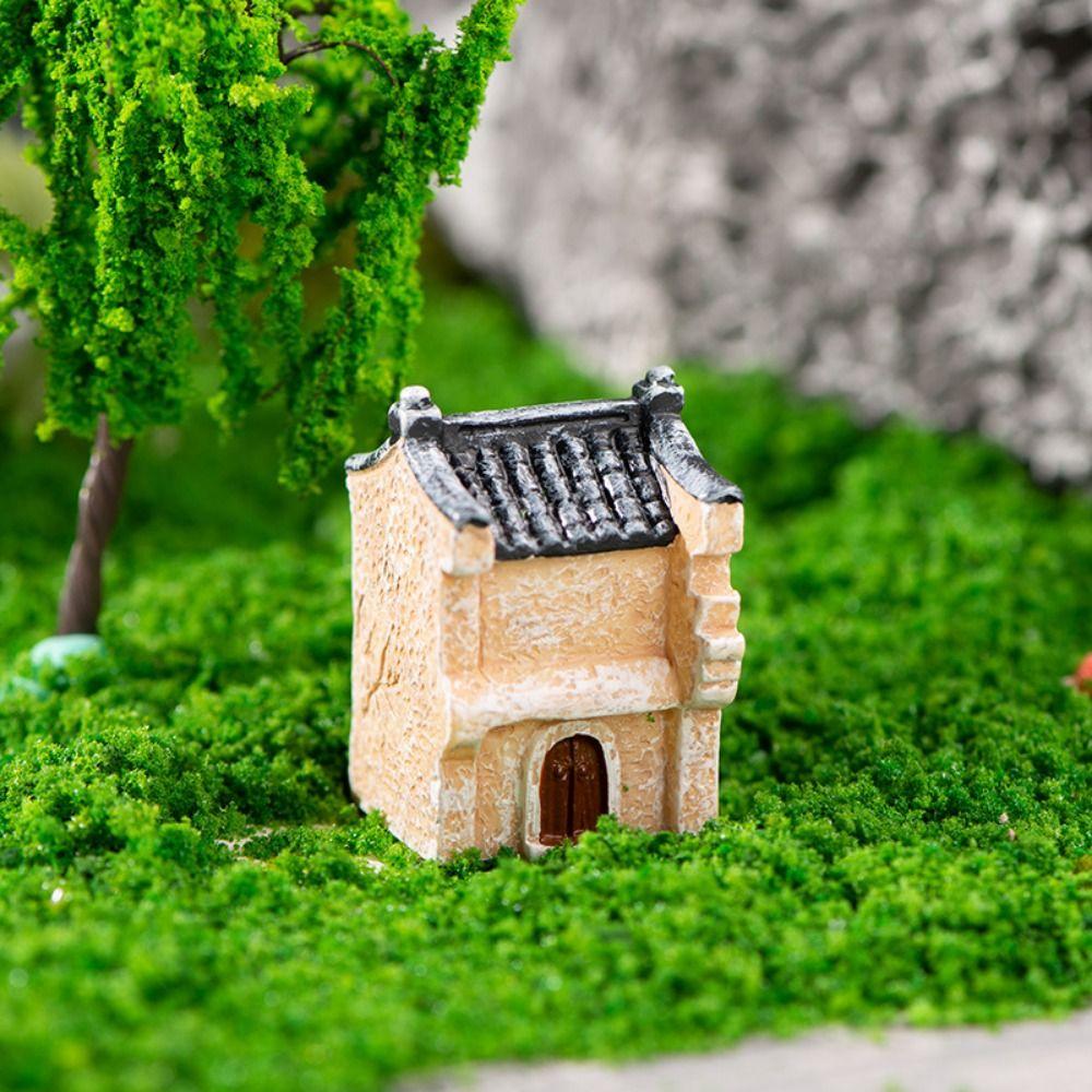 Креативный декоративный мини-домик из смолы в китайском стиле, ретро, миниатюрные старые городские ворота, смола, бонсай, ландшафтный дизайн, сказочный сад