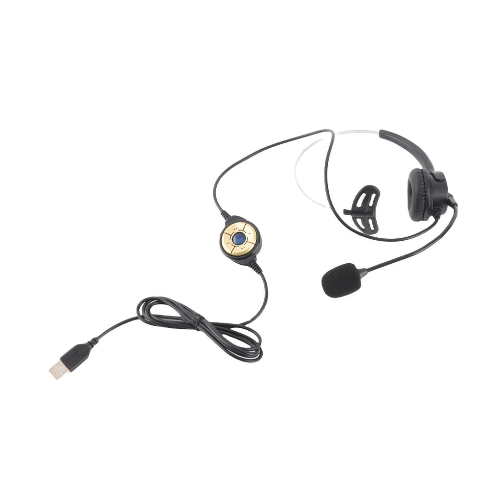 131 One Ear Headset, USB Headphones, Head Mounted Computer Headphones for Call Center Headsets in Right and Left Ear with Volume Control in Cable