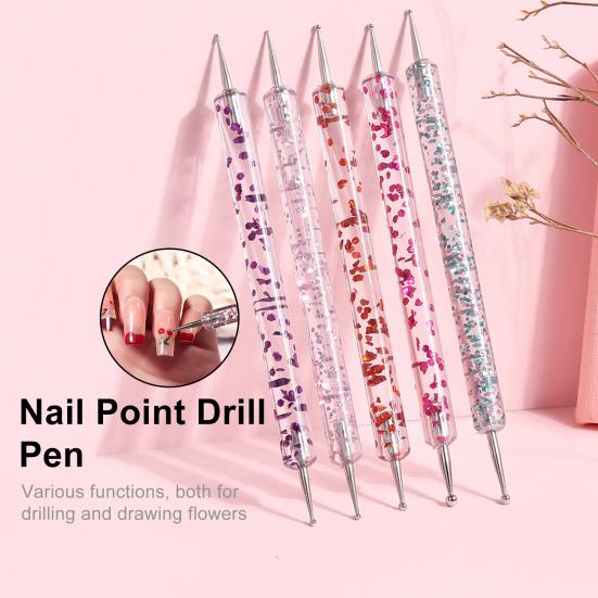 5Pcs/Set Nail Pen Long Lifespan Easy To Use Acrylic Double-Head Nail Art Drawing Liner for Beauty