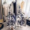 Autumn Winter  Elegant Floral Design Scarf Imitation Cashmere Soft Warm Versatile Shawl Coldproof Windproof Blanket