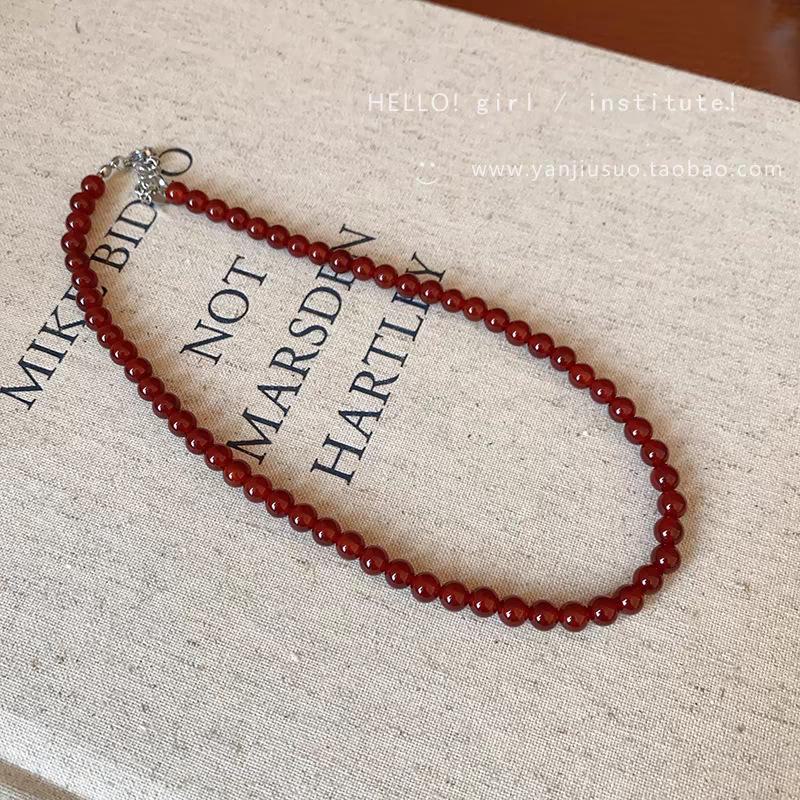 Ankola Red Pearl Beaded Retro Necklace - Autumn/Winter 2025 Collection