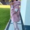 Women's Solid Color Long-sleeved Loose Plush Hooded Jacket