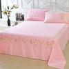 Cotton Bed Sheet Three Piece Set Bedding Pink Embroidered Single and Double Bed Sheets
