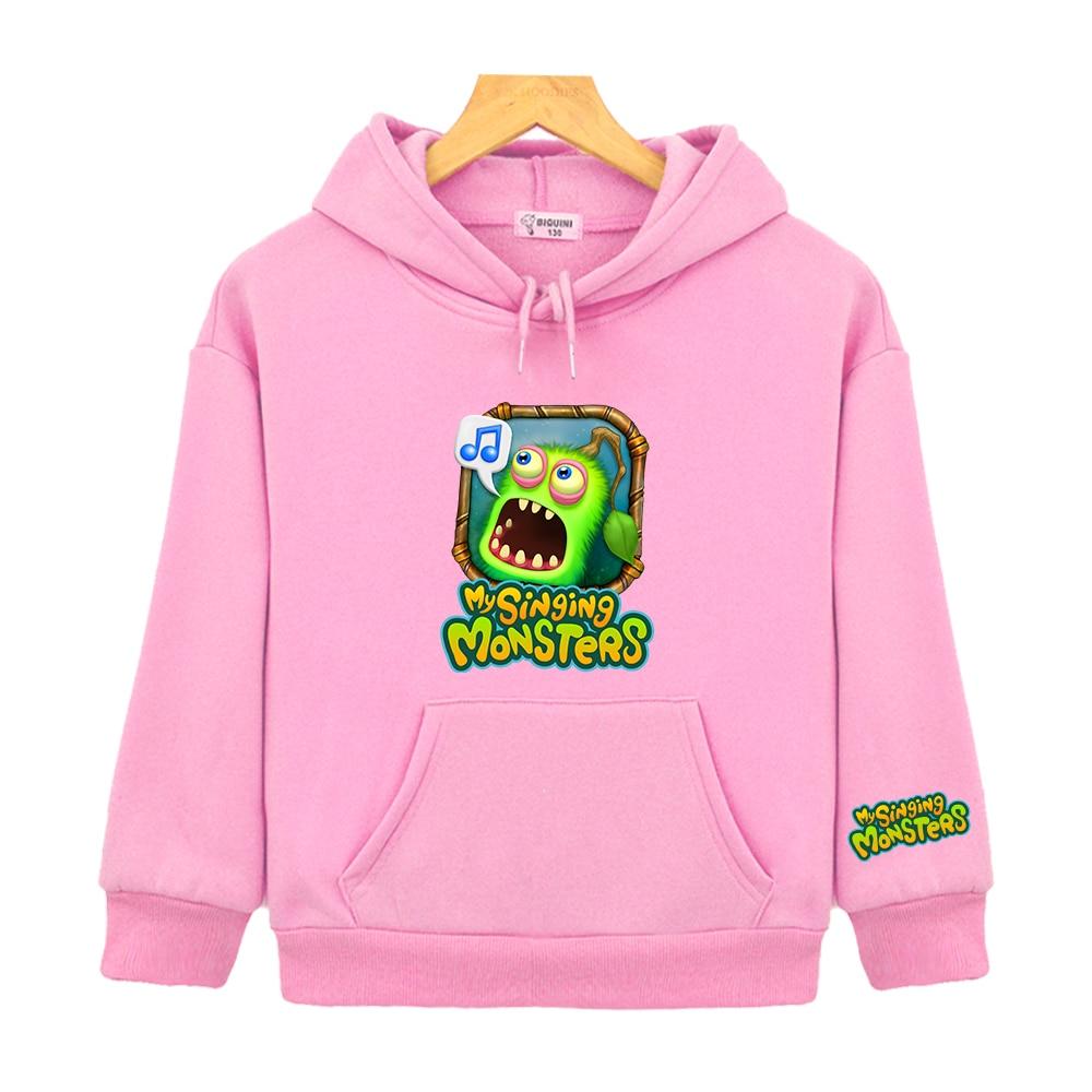 Толстовки с героями мультфильмов «Мои поющие монстры», зеленые детские толстовки с графическим принтом, флисовые пуловеры с капюшоном для мальчиков и девочек, толстовки с капюшоном для мальчиков, толстовки для девочек