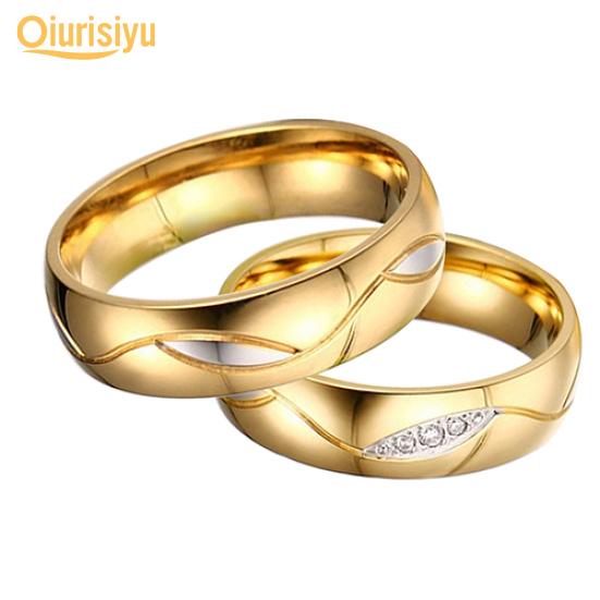 Women's Men's 18K Gold Plated Engagement Wedding Band Ring Zirconia Jewelry Gift Fashion Jewelry