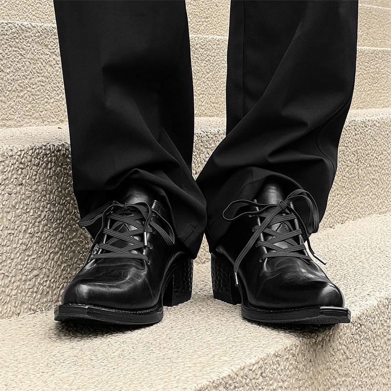 Мода 2025Новые Повседневные Дерби из Натуральной Кожи Мужские Туфли Британский Стиль Удобная Платформа Шнуровка Деловая Обувь Ручной Работы Дизайнерская Обувь
