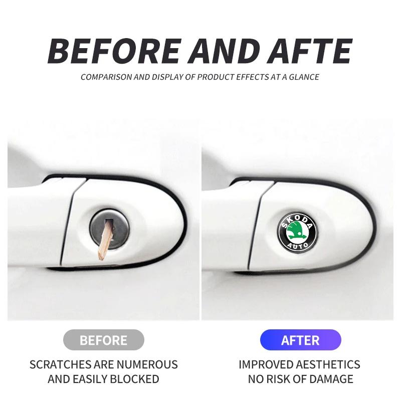 EMIW1 15mm Car Lock Keyhole Stickers Decoration Protection For Skoda Octavia A5 A4 Mk1 Fabia Superb Rapid Mk3 Yeti Kodiaq 2006 Sign