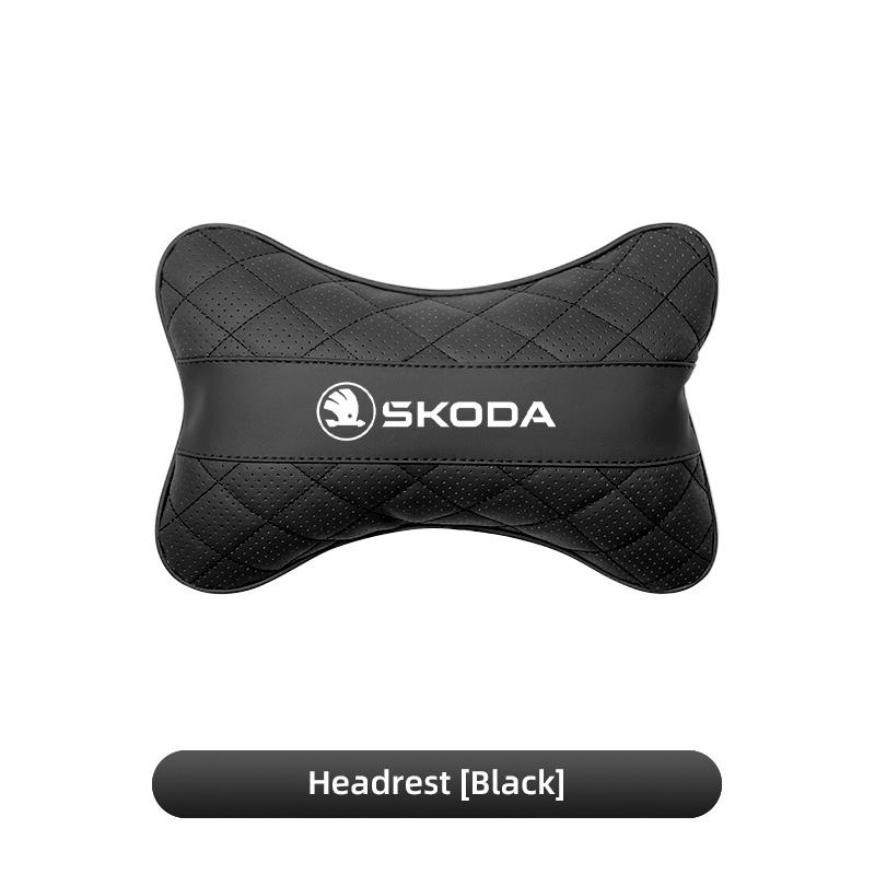 XLM4 1 шт. Кожаная автомобильная подушка-подголовник на спинку сиденья для Skoda Octavia Superb Rapid Kodiaq Karoq Fabia Kamiq Enyaq Citigo Yeti Scala