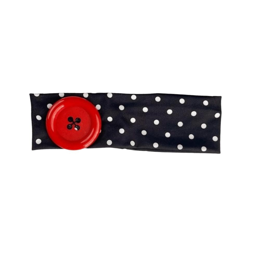 Dopamine Color Elastic Head Wrap Large Button Yoga Hairband Fashionable Polka Dot Headband Daily