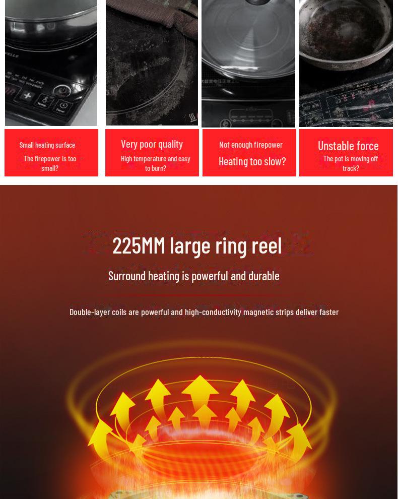 Concave 5000W High-Power Induction Stove: Commercial Stir-Fry, Stainless Steel, Multifunctional Electric Ceramic Cooker