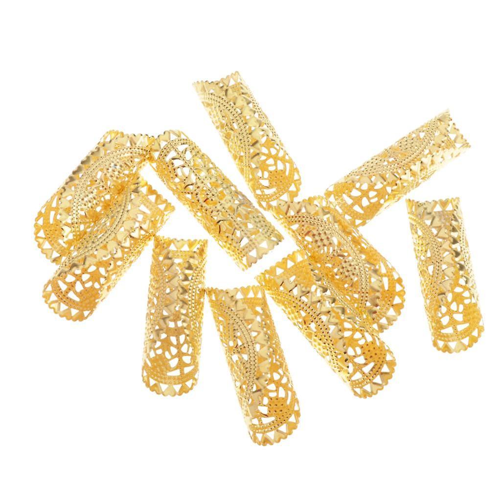 10x Golden Dreadlocks Hair Tubes Beads DIY Braid Clips Pendants Hair Jewelry