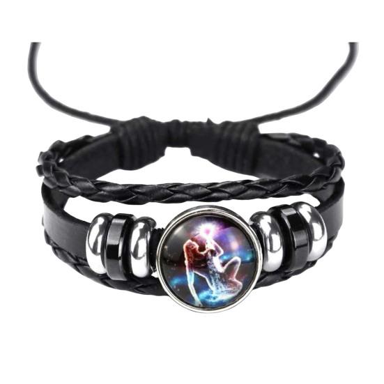 Браслет-унисекс Constellation, многослойный, плетеный, из искусственной кожи, регулируемый, сплав, светится ночью