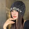 Hollow Sequin Knitted Hat Cool Knitted Pullover Hat Punk Letter Beanie Hat  Autumn