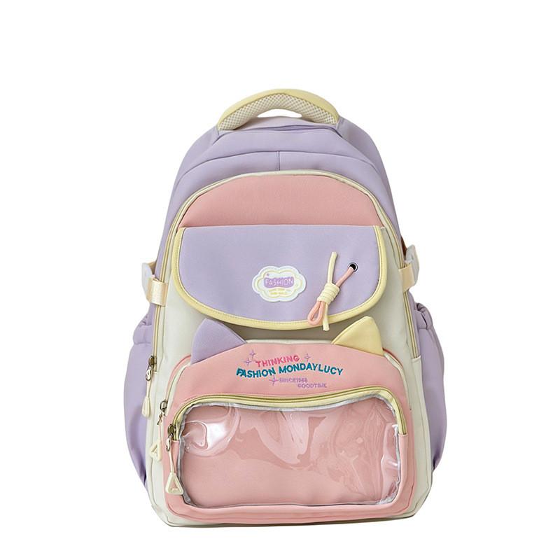 Вместительный рюкзак с кошачьими ушками и вышивкой в виде букв, на каждый день для