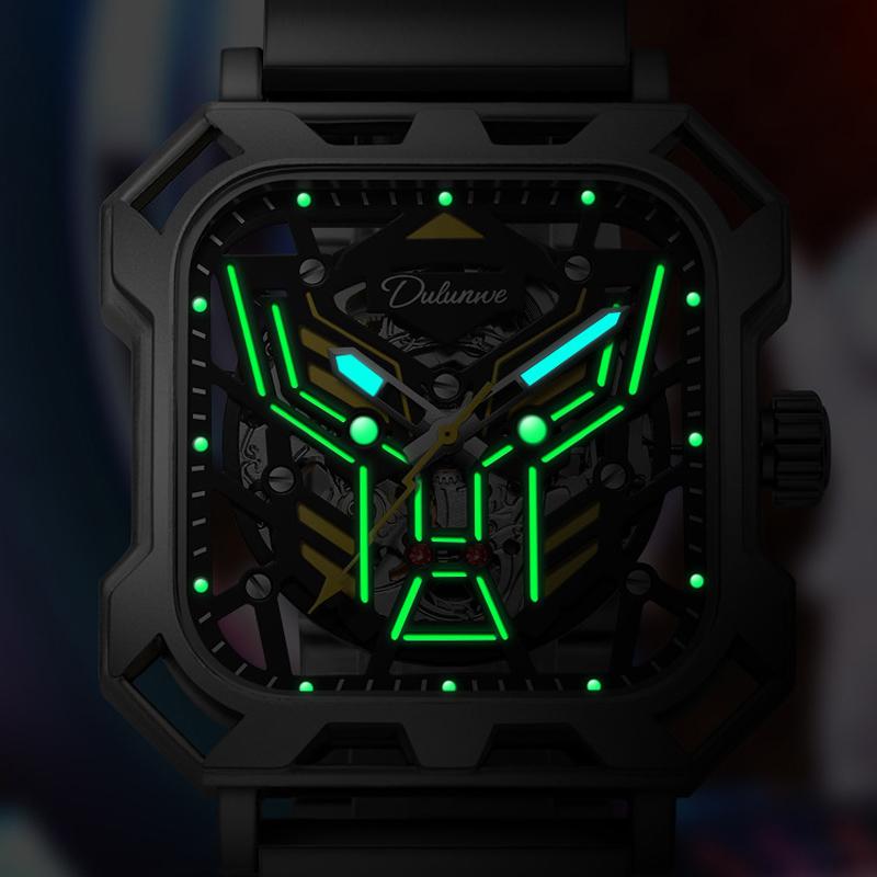 Unique Square Hollow Dial Watches Top Luxury Brand Men Sport Watch Automatic Mechanical Waterproof Wristwatch Relogio
