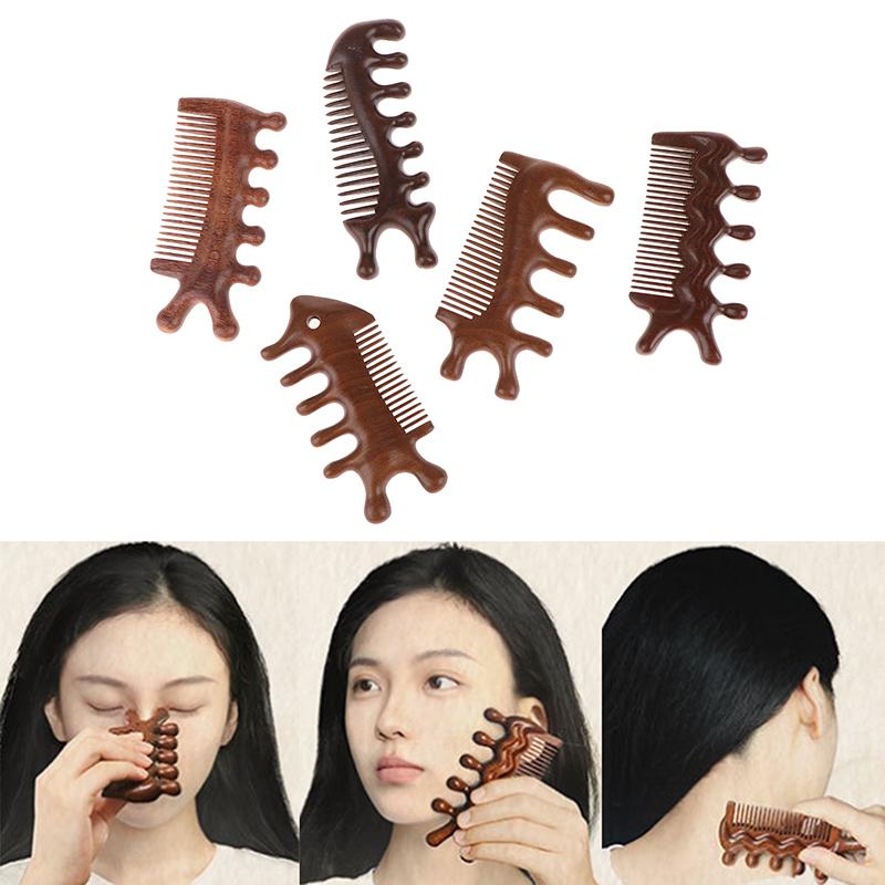 Деревянный массажный гребень Гуа Ша Гребень с широкими зубьями для головы, кожи головы, меридианов, расслабления, антистатический, сандаловое дерево, массажер, инструменты для акупрессуры, подарок