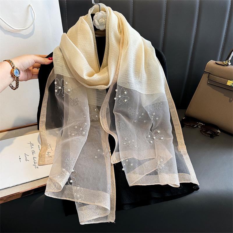 Роскошный блестящий кружевной шарф шелковый женский хиджаб мягкие шерстяные шали и палантины большой цветок тонкие шарфы фуляр женский буфанда новый