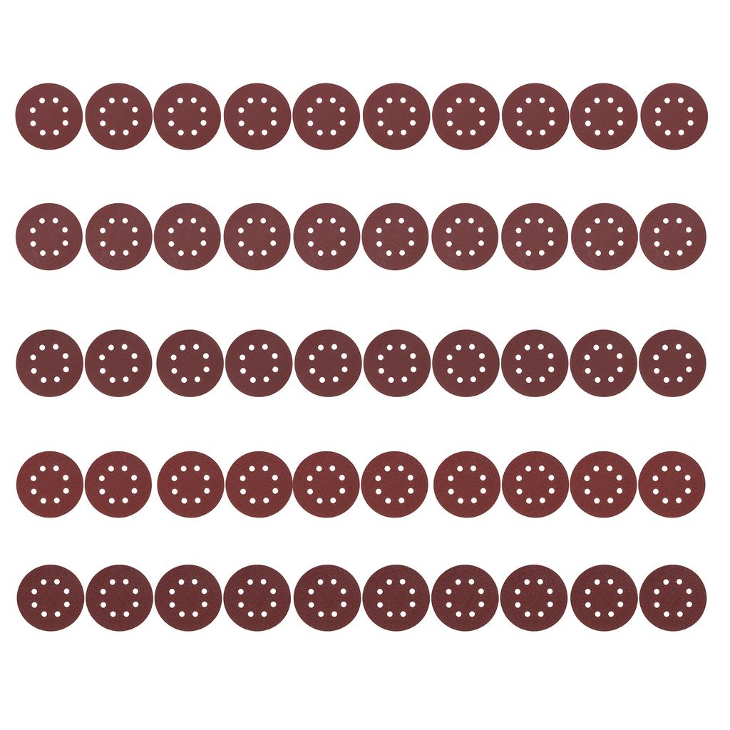 50Pcs Sanding Discs 5 Inch  125mm 8 Holes 220/180/120/80/60 Grit Sandpaper for Random Orbital Sander