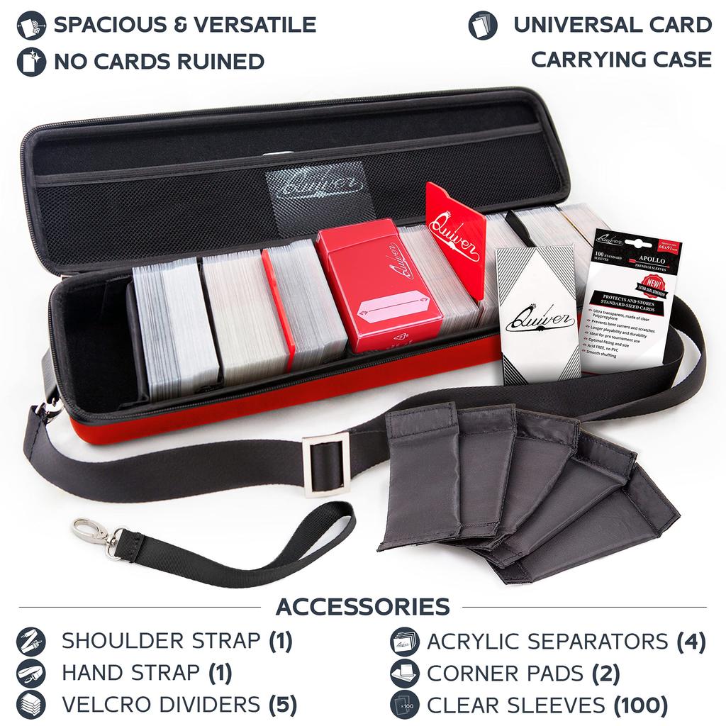 Кейс Quiver Time Red Card Storage вмещает до 1350 карт, совместим с MTG, а также с другими TCG.