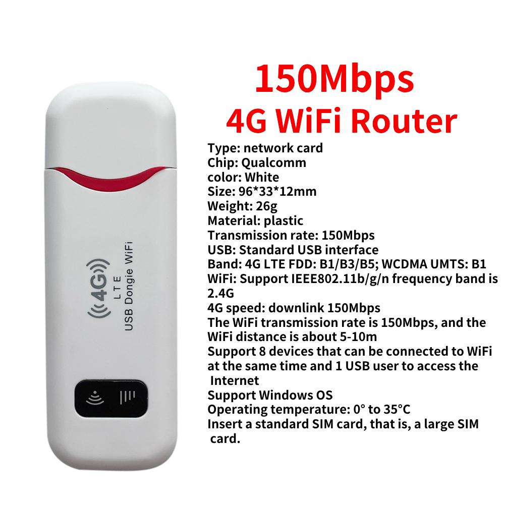 150Mbps 4G LTE Wireless Router USB Dongle Modem Stick Mobile Broadband Sim Card Wireless WiFi Adapter 4G Card Router Home Office
