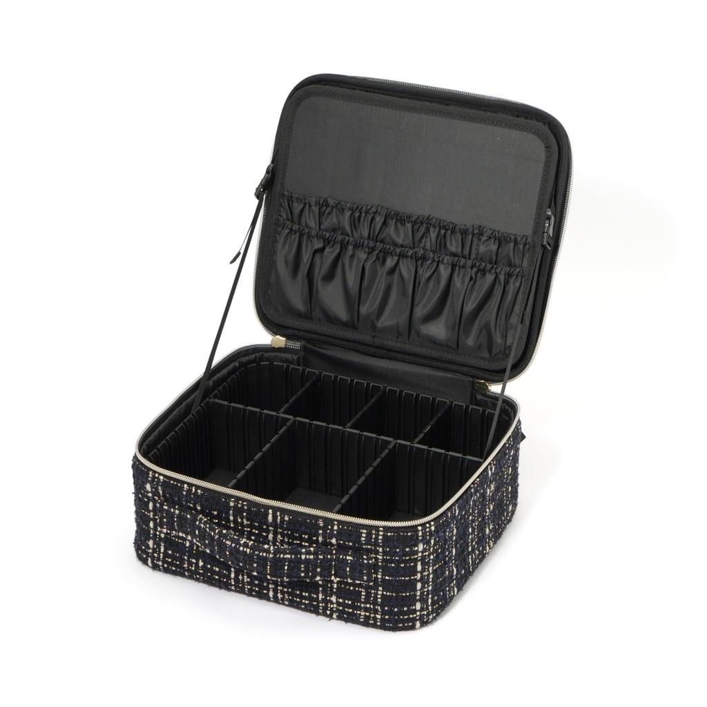 Francfranc Tweed Vanity Makeup Black Bag,