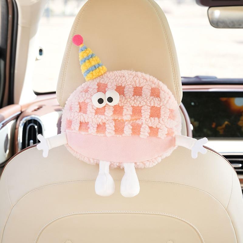 Cute Cartoon Plush Little Monster Tissue Box Holder For Car And Home