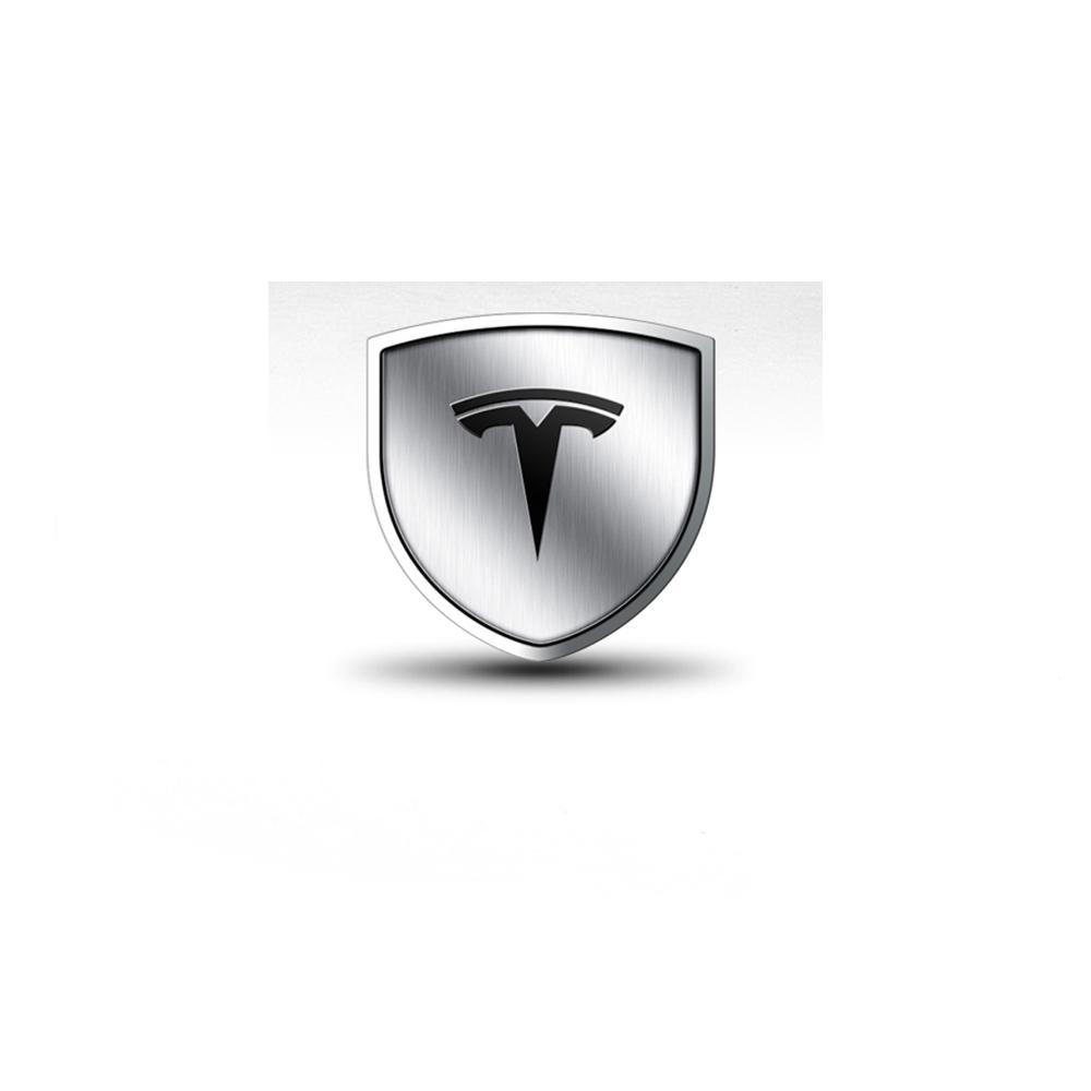 ALN1 3D Metal Car Body Fender Emblem Shield Stickers Decor Valve Cap For Tesla Model 3 P100D Model S Y X P85D P75D Roadster Invader