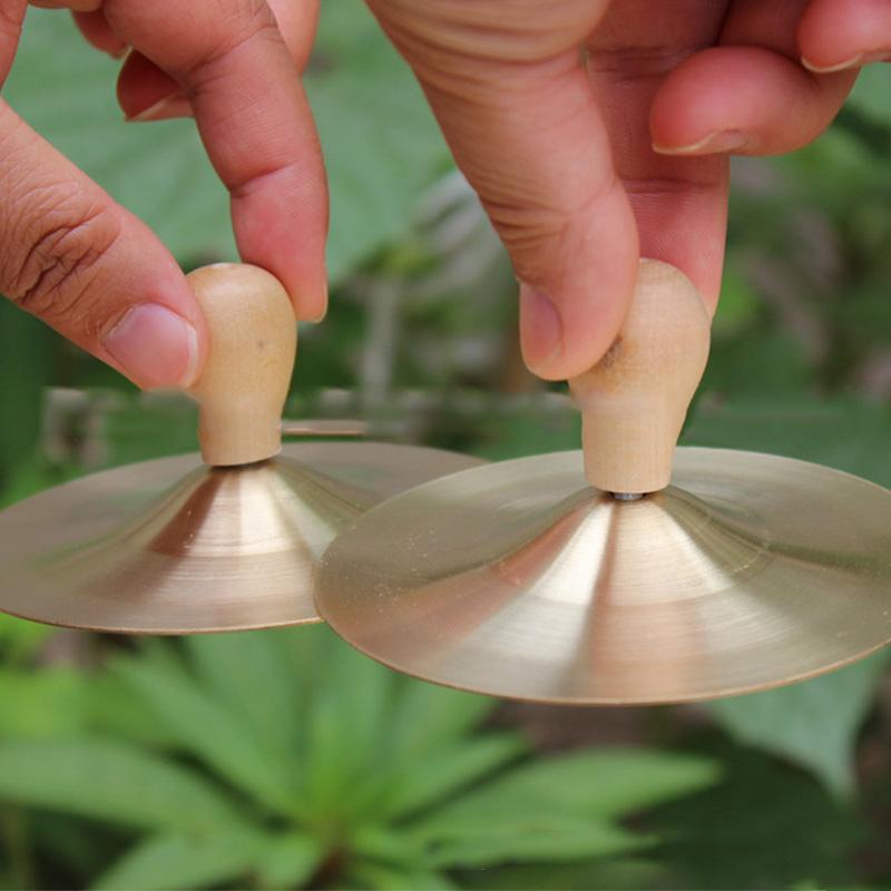 2шт ручные тарелки медные отличное качество звука легко держать раннее образование для детей