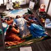 Biblical Scene with Figures and Landscape Non-slip rug suitable for living room and bedroom sofas.
