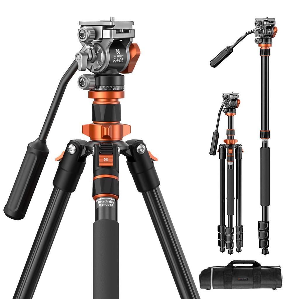 Video Camera Tripod Concept Camera Tripod SLR with Fluid Head 83 Aluminum Tripod Adjustable Monopod Aluminum Lightweight Maximum Load Capacity 5Kg