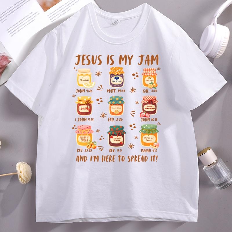 Jesus Is My Jam Tshirt Unisex Women Casual Cotton Short Sleeve Boho Christian TShirt Religious Tee Trendy Faith Unisex Clothes