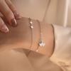 Серебряный браслет S925, маленький абрикосовый браслет, дизайнерский браслет, лист циркона, двухслойный браслет с восьмиконечной звездой и листом гинкго.