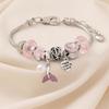 Mermaid Tail Beaded Bracelet With Crystal Accents For Girls Giftgiving