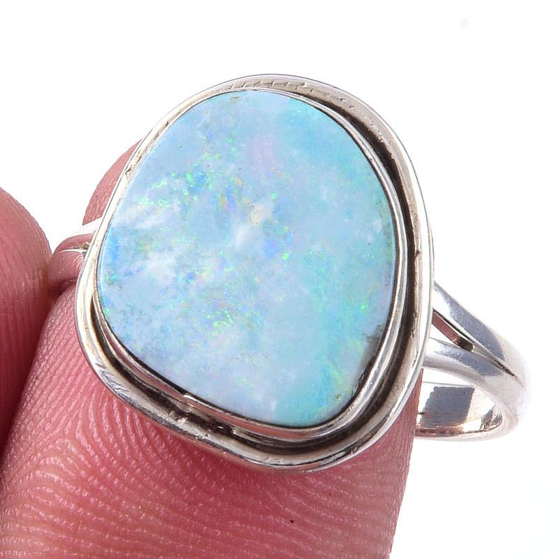 Подарочное кольцо из чистого серебра 925 пробы с натуральным австралийским опалом S.10 F0B84