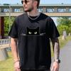 Мужская хлопковая футболка с принтом 'Коты' Милый котенок Мультяшный узор Летняя с круглым вырезом Дышащая Повседневная с коротким рукавом Модная футболка