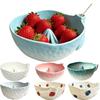 Raised Drainage Hole Berry Washing Bowl Self Spinning Fruit Strainer  Kitchen