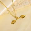 Stainless Steel Geometric Leaf Pendant Necklace for Women Trendy Gold Color Texture Choker Necklace Unique Jewelry Accessories