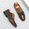Spring and Autumn New Business Dress Shoes Men's Retro Splicing Trend Brock Carved Pointed Casual Leather Shoes
