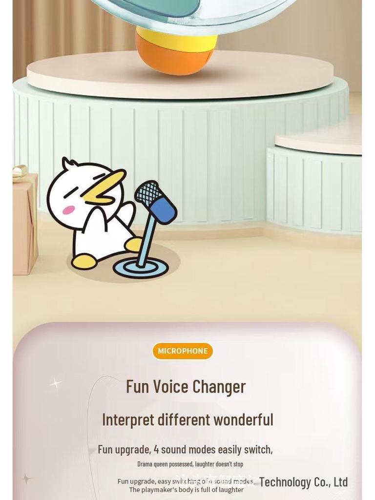 Детский милый микрофон-караоке с беспроводным Bluetooth и динамиком в виде цыпленка - Игрушка «Все в одном» для пения и музыки.