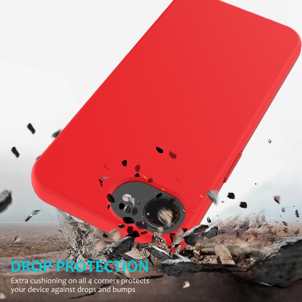 (Red) For iPhone 16e Case Drop Proof Liquid Silicone Soft Lining Back Phone Cover