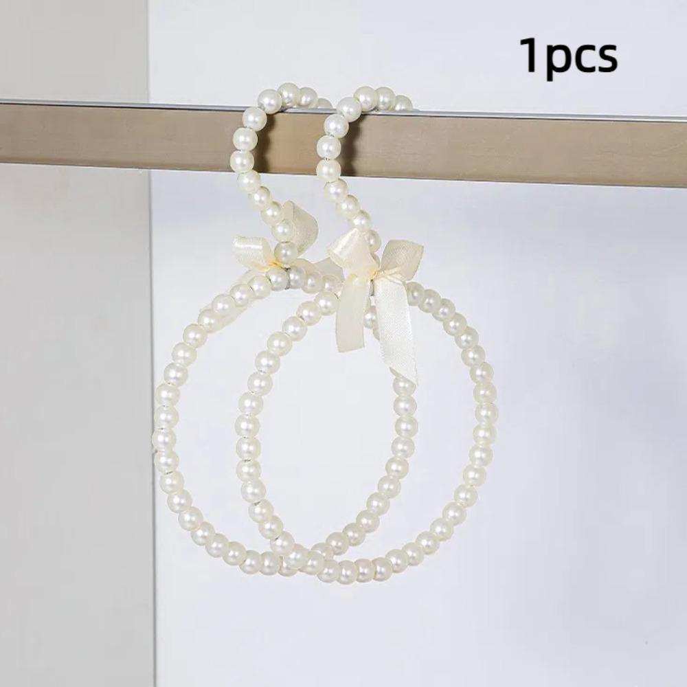 Imitation Pearl Beaded Bow Clothes Hanger Round Shape Scarf Ring Hanger Dress Hanger Home