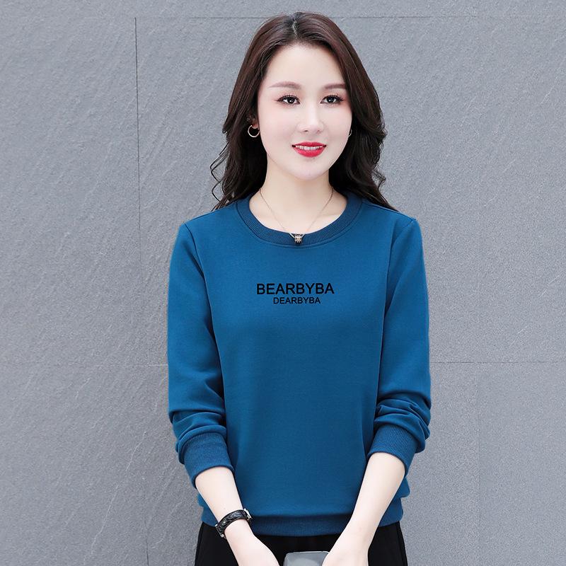 Женская толстовка с круглым вырезом – весна/осень 2025, длинный рукав, модный бархатный топ Plus