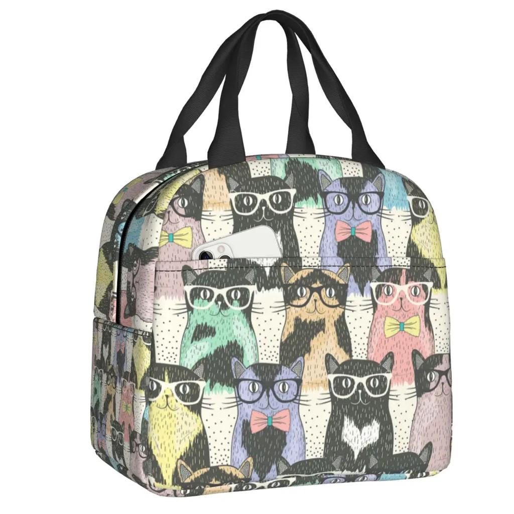 Ланч-бокс Kawai Cats для женщин, герметичный, милый, с изображением животных и котят, термосумка для еды, офисная работа