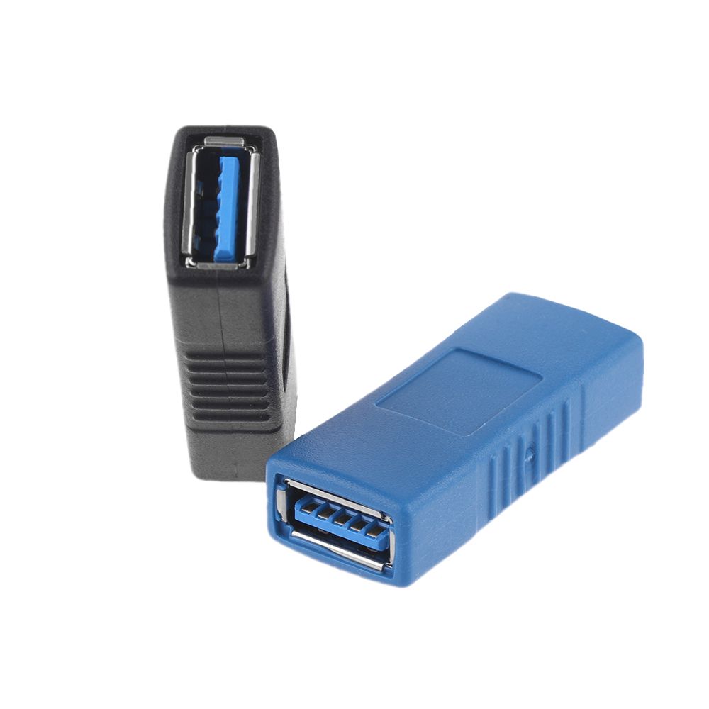 PC Laptop Black Blue Changer USB 3.0 Adapter Coupler Gender Type A Female To Female Connector