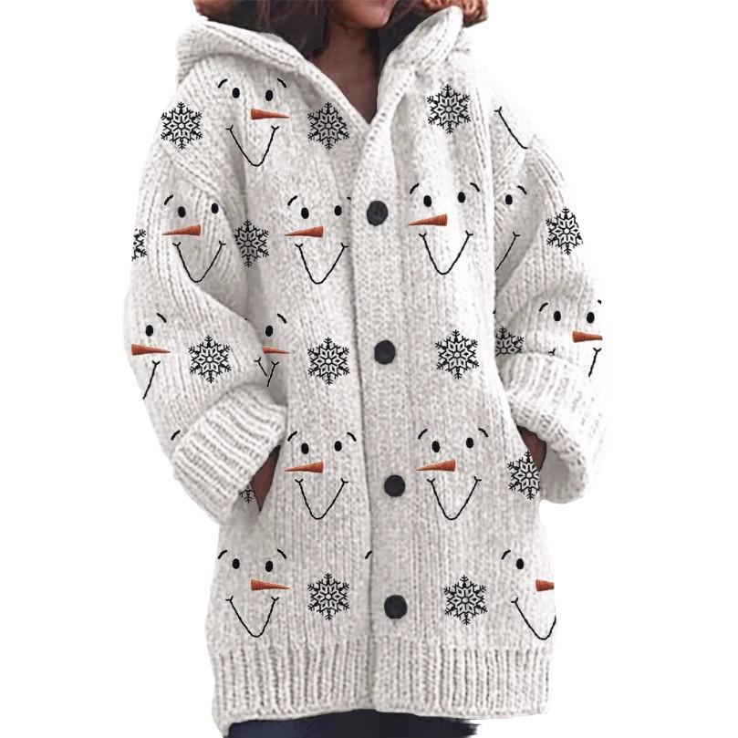 2025 New Style Hooded Jacquard Imitation Wool Cardigan – Loose Fit for Autumn/Winter
