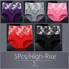 5Pcs Women's Panty Underwear Underwear High Waist Underwear Cotton Panties Women's Plus Size Underwear