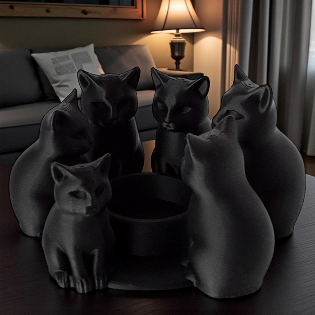 3D Подсвечник-Основа в виде Кошки - Идеально для Атмосферы Обеденного Стола в День Святого Валентина (Свечи не включены)