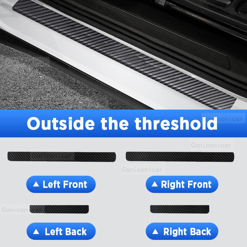 For VW ID.4X ID4CROZZ Car Door Sills Scuff Plate Threshold PU Protector Interior Imitation Carbon Fiber Sticker Accessories