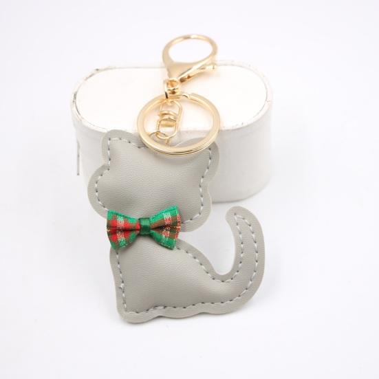 Брелок-кулон с мультяшным котом и бантом, декор из искусственной кожи, очаровательный брелок с котенком, изящная подвеска для сумки